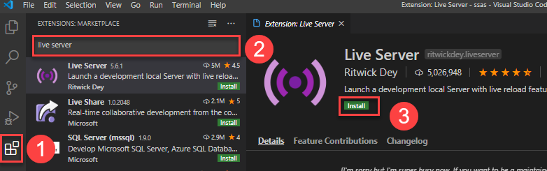Установка расширения Live Server